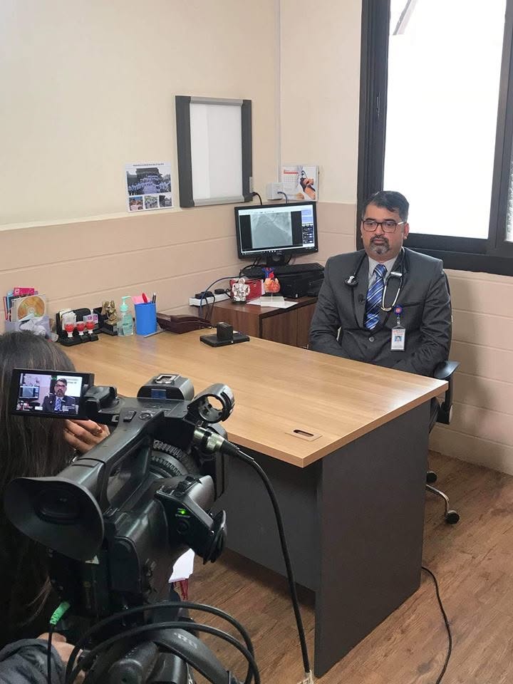 Dr. Deepak Kumar Mishra being interviewed by national television media